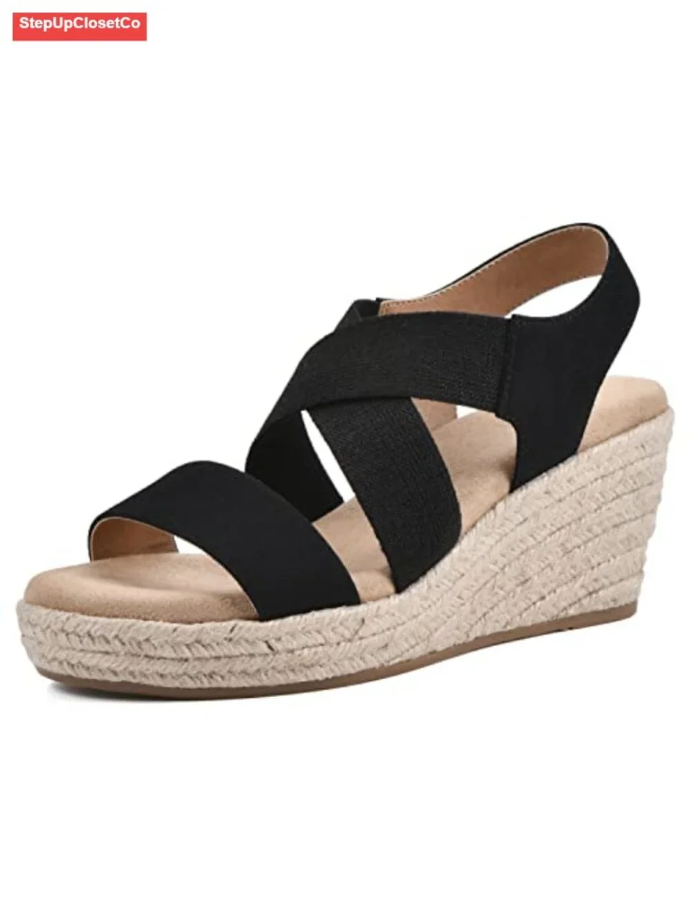 Jute Espadrille Platform Wedge Sandals Slingback Slip On Padded Insole